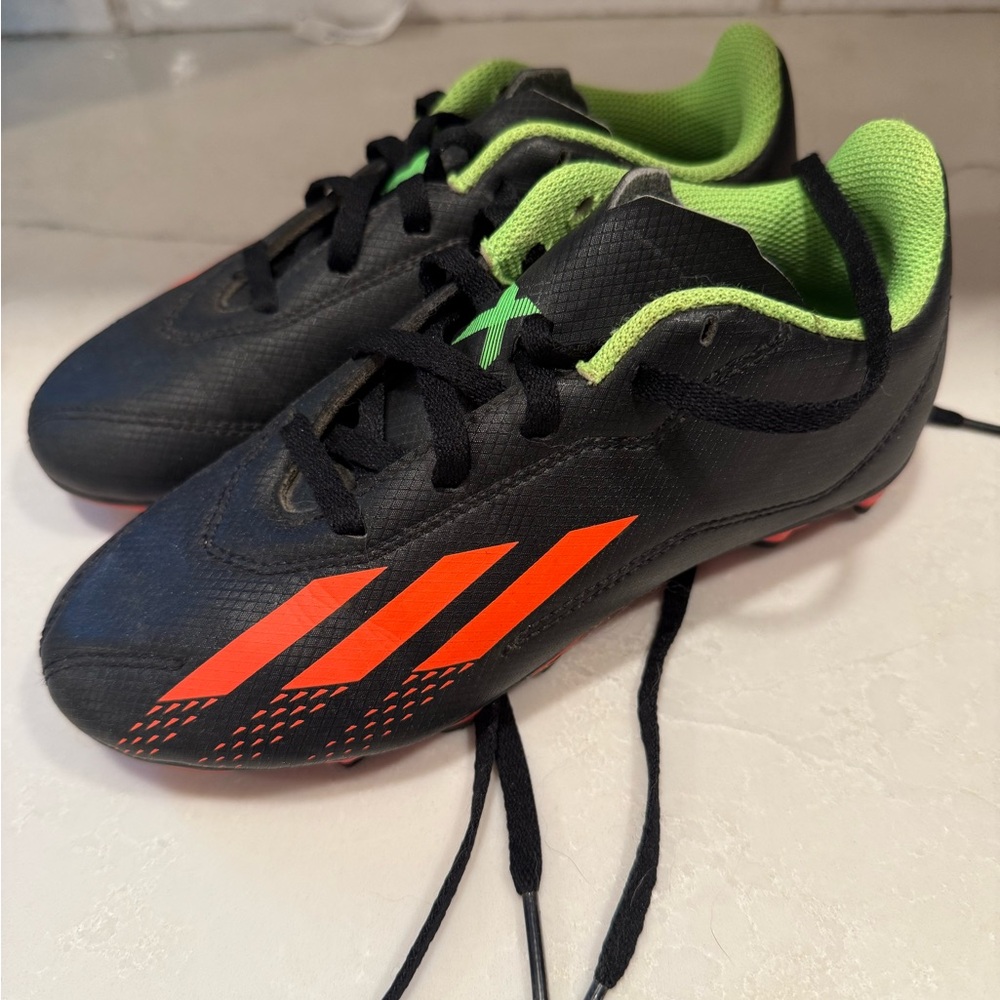 Adidas Kids Black and Neon Green Sneakers